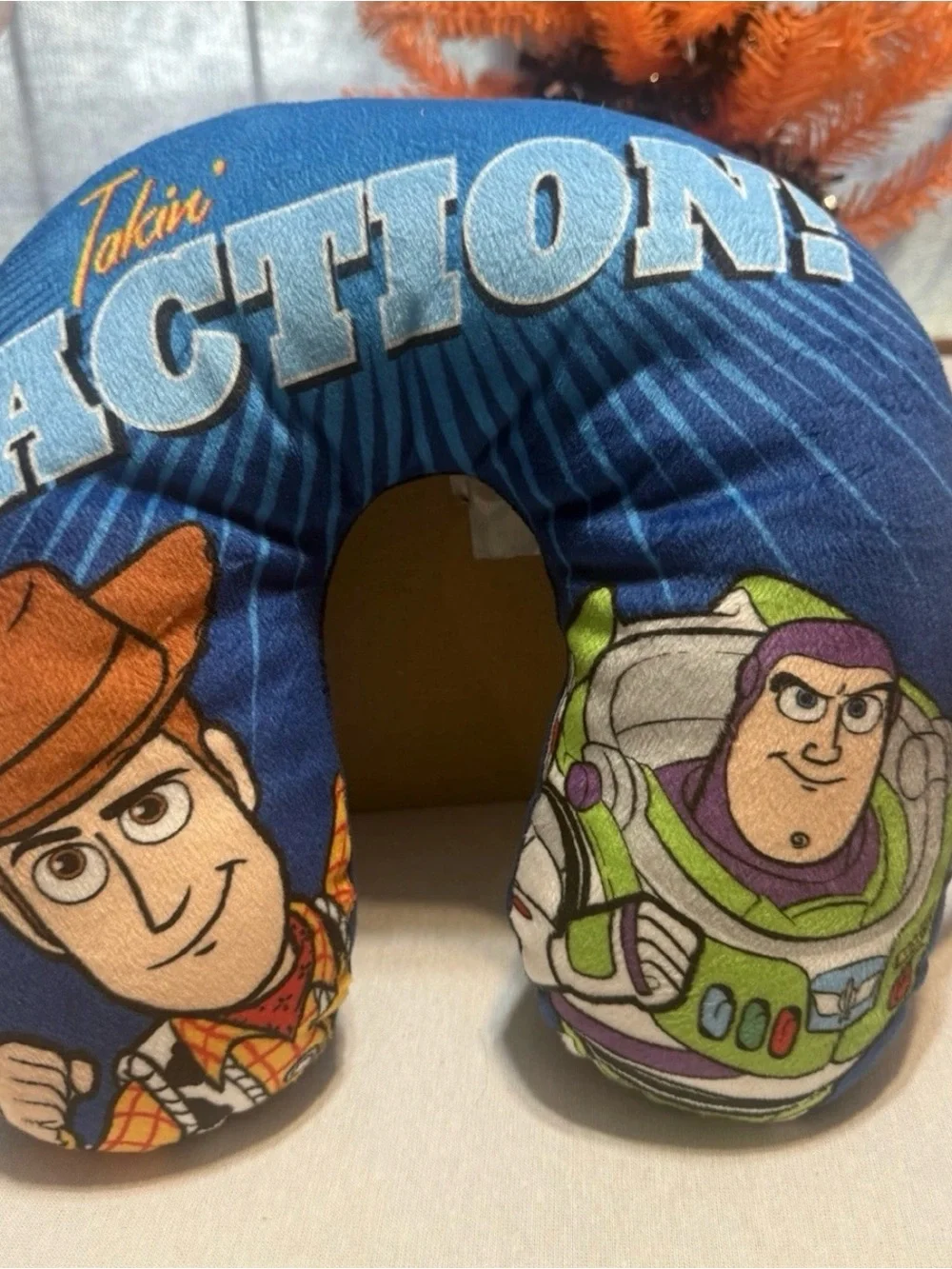 Toy Story Kids Travel Neck Pillow – Blue Woody & Buzz Design